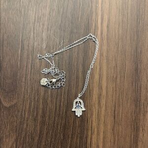 Elegant Silver Hamsa Necklace